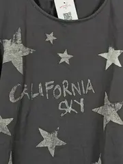 Vorschaubild 2 von Damen Pullover Sterne Schriftzug Grau 46 3XL 3/4 Arm Baumwolle