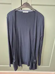 Vorschaubild 2 von EDC Damen Strickjacke Cardigan Gr. 34 XS Blau Baumwolle Basic V-Ausschnitt