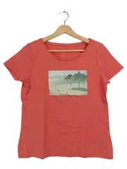 Vorschaubild 1 von Damen T-Shirt Strandmotiv Gr. S Koralle Organic Cotton