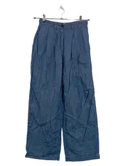 Vorschaubild 1 von Damen Stoffhose Blau Gr. 34 Wide Leg Bundfalten Baumwolle