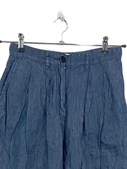 Vorschaubild 2 von Damen Stoffhose Blau Gr. 34 Wide Leg Bundfalten Baumwolle