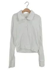 Vorschaubild 1 von Damen Langarm Poloshirt Weiß Gr. XS Baumwolle Casual