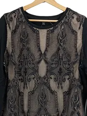 Vorschaubild 2 von Damen Langarmshirt Elegant Spitze Floral Schwarz Gr. 38 M