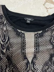 Vorschaubild 3 von Damen Langarmshirt Elegant Spitze Floral Schwarz Gr. 38 M