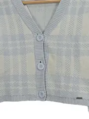 Vorschaubild 2 von Damen Strickjacke Cropped Cardigan Kariert Blau Gr. XS