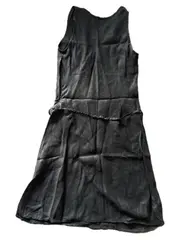 Vorschaubild 4 von Basic Sommerkleid Damen Gr. L Grau Perlenbesatz Boho Ramie