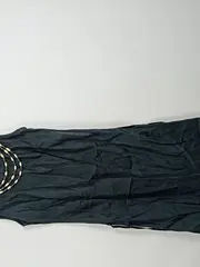 Vorschaubild 5 von Basic Sommerkleid Damen Gr. L Grau Perlenbesatz Boho Ramie