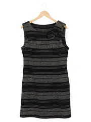 Vorschaubild 1 von Damen Freizeitkleid Gr. 40/L Grau Schwarz Gestreift Casual Feminin