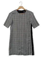 Vorschaubild 1 von Damen Blusenkleid Kariert Grau Gr. 34/XS Hemdblusenkleid Preppy Vintage