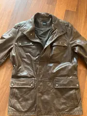 Vorschaubild 3 von Lederjacke Herren Braun Gr. 54 XXL Klassisch Reißverschluss Leder