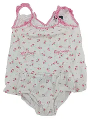 Vorschaubild 1 von Baby Mädchen Set Kleid Höschen Blumenmuster Weiß Gr. 80 Baumwolle