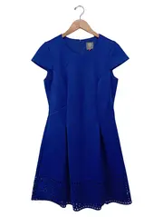 Vorschaubild 1 von Etuikleid Damen Gr. 40/M Blau Elegant Business Kleid