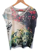 Vorschaubild 1 von Damen T-Shirt Gr. 38/M Mehrfarbig Casual Florales Muster