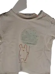 Vorschaubild 3 von Baby Langarmshirt Gr. 68 Beige Hasenmotiv Ballon Baumwolle