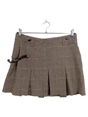 Vorschaubild 1 von Damen Minirock 40/L Braun Kariert Preppy Klassisch Falten