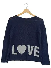 Vorschaubild 1 von Damen Pullover LOVE Strick Blau Gr. XL