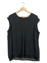 Vorschaubild 1 von Damen Top Bluse Schwarz Spitze Ärmellos Gr. 44 XXL elegant
