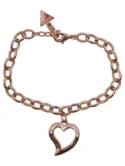 Vorschaubild 1 von Damen Armband Herz Charm Strass Rosegold Gliederarmband