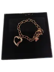 Vorschaubild 2 von Damen Armband Herz Charm Strass Rosegold Gliederarmband
