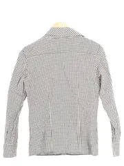 Vorschaubild 2 von Damen Bluse Gr. 40/L Schwarz Weiß Kariert Baumwolle Langarm