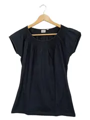 Vorschaubild 2 von Damen T-Shirt Gr. M schwarz geraffter Ausschnitt Baumwolle