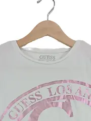 Vorschaubild 3 von Kinder T-Shirt Mädchen Logo Print Weiß Rosa Gr. 152 Bio-Baumwolle
