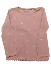 Vorschaubild 1 von Langarmshirt Mädchen Gr. 86 Rosa Blumen Rippstrick Rüschen