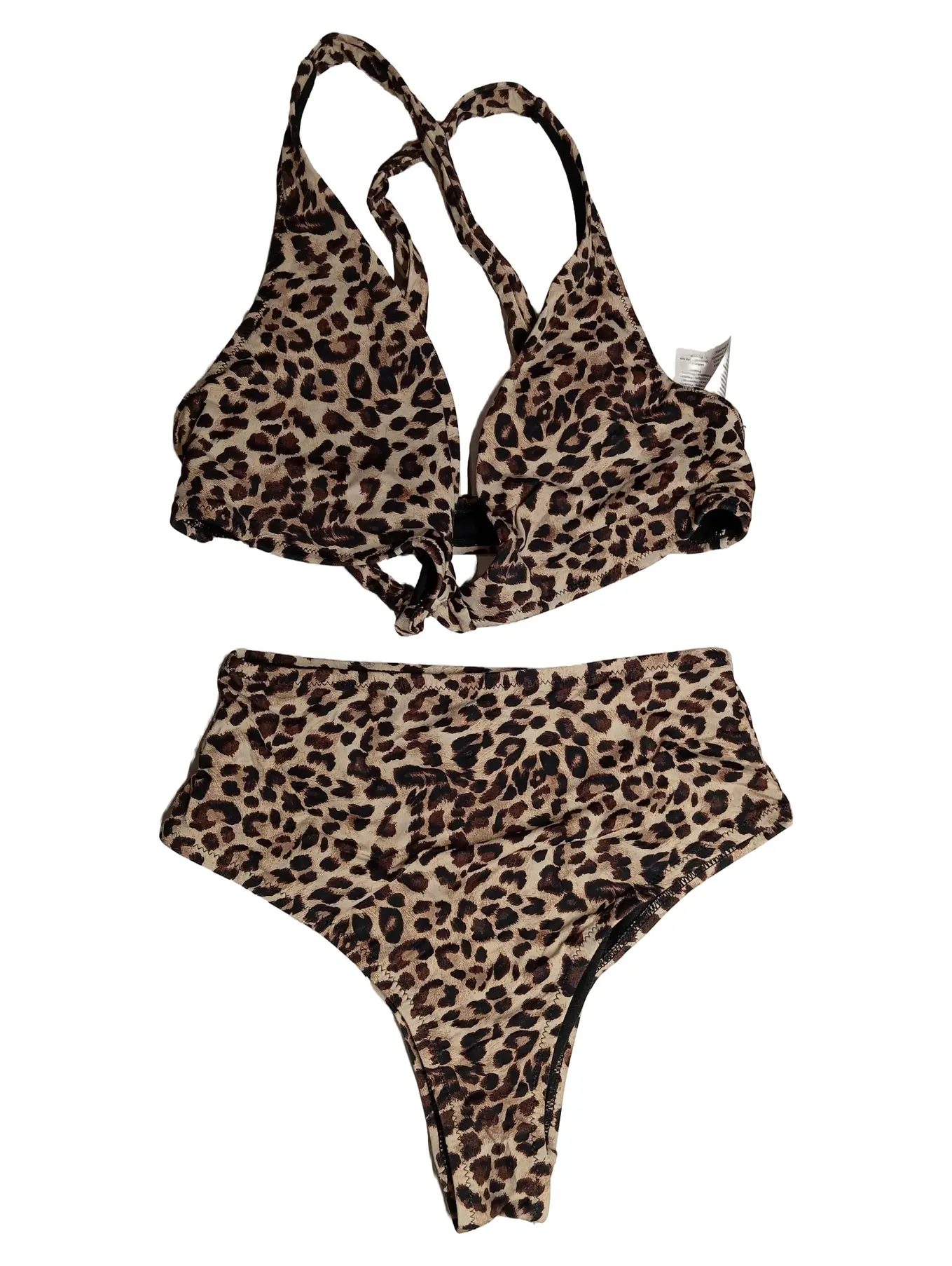 ONLY Damen Bikini Leoparden-Print Beige Braun XS Zweiteilig