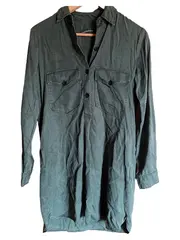 Vorschaubild 1 von Hemdbluse Damen Langarm Oliv Khaki Gr. 34 XS Lyocell Casual