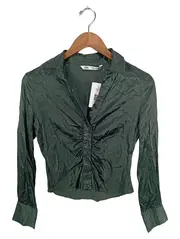Vorschaubild 1 von Bluse Damen Elegant Grün Langarm Raffung Gr. S Viskose