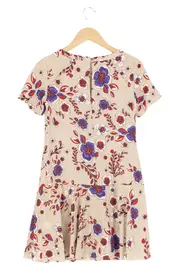 Vorschaubild 2 von Damen Freizeitkleid Gr. 32/XXS Blumenmuster Beige