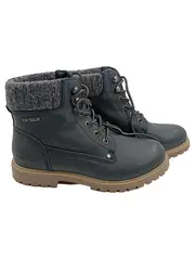 Vorschaubild 1 von Damen Stiefelette Boots Gr. 40 Blau Strickbund Schnürung