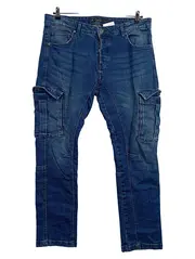 Vorschaubild 1 von Herren Cargo Jeans Hose Blau W34/L32 Stretch Denim