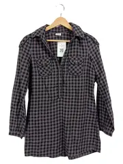 Vorschaubild 1 von Damen Blusenkleid Tunika Karo Langarm Gr. 36 S Grau Casual