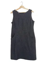 Vorschaubild 1 von Businesskleid Damen Grau Ärmellos Viskose Wolle Gr. 38 M