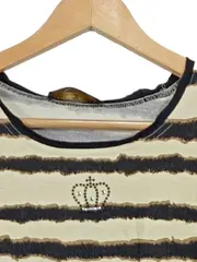 Vorschaubild 3 von Damen T-Shirt Gr. 44 Gestreift Krone Strass Beige Schwarz