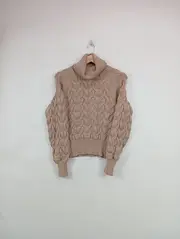 Vorschaubild 2 von Damen Rollkragenpullover Strickpullover Zopfstrick Beige Gr. 32/XXS