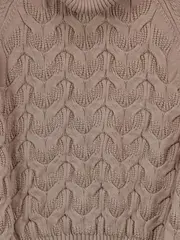 Vorschaubild 3 von Damen Rollkragenpullover Strickpullover Zopfstrick Beige Gr. 32/XXS