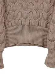Vorschaubild 4 von Damen Rollkragenpullover Strickpullover Zopfstrick Beige Gr. 32/XXS
