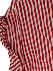 Vorschaubild 5 von Bluse Damen Gr. 40 Rot Weiß Gestreift Kurzarm Viskose