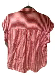 Vorschaubild 3 von Bluse Damen Gr. 40 Rot Weiß Gestreift Kurzarm Viskose