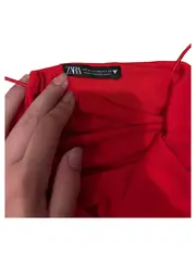 Vorschaubild 3 von Cocktailkleid Damen Rot Gr. 38 M Elegant Party Trägerkleid