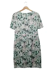 Vorschaubild 2 von Etuikleid Gr. 38 M Grün Blumenmuster Elegant Business Midikleid