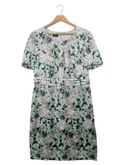 Vorschaubild 1 von Etuikleid Gr. 38 M Grün Blumenmuster Elegant Business Midikleid