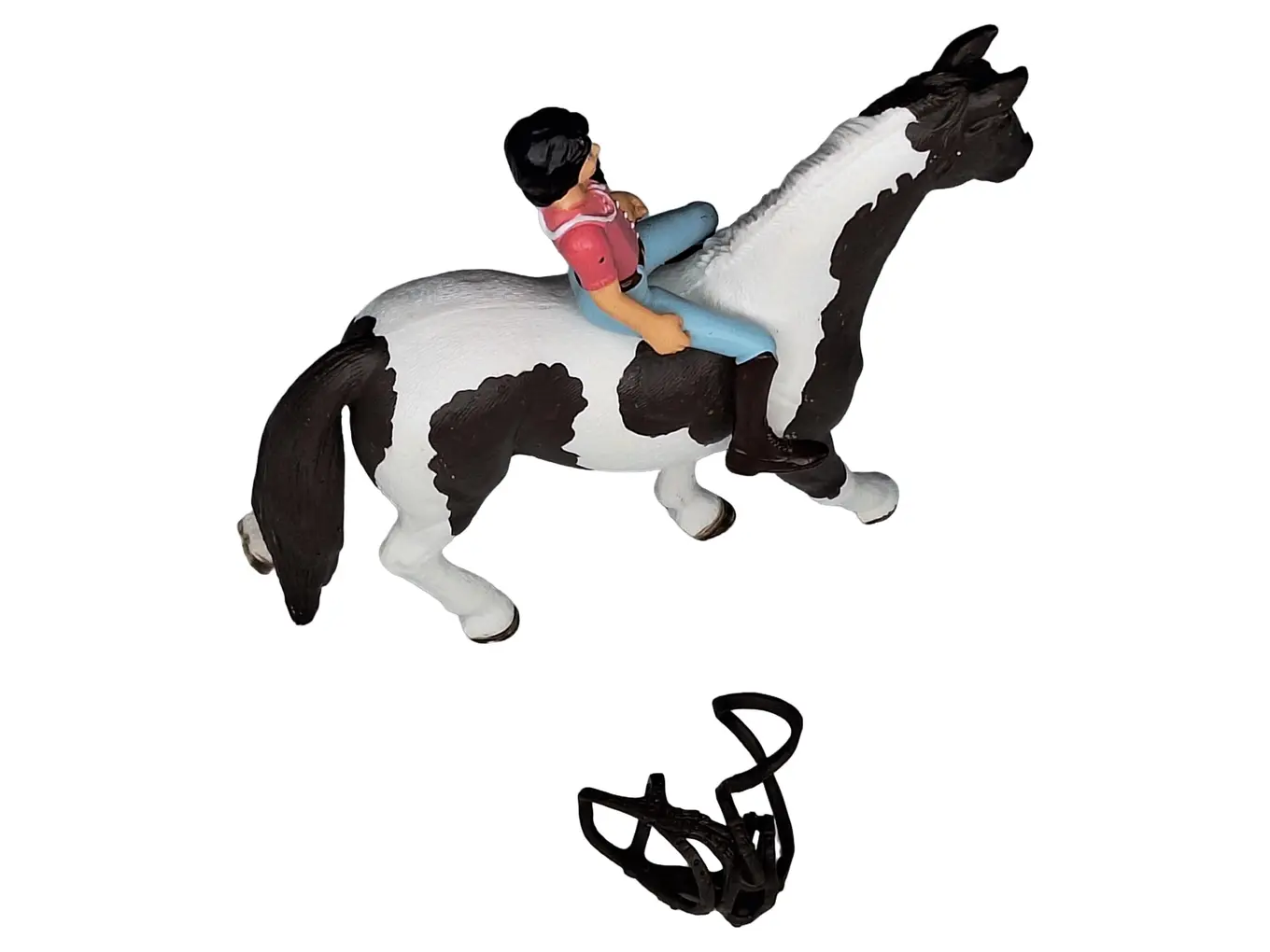 SCHLEICH Pferd mit Reiterin Spielfigur Pinto Halfter lose Kinder