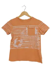 Vorschaubild 1 von Kinder T-Shirt Gr. 140 Orange Gestreift Baumwolle Kurzarm Casual
