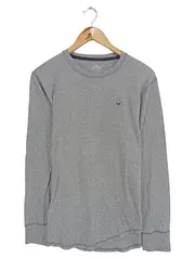 Vorschaubild 1 von Herren Langarmshirt Gr. M Grau Meliert Logo Baumwolle Casual