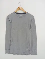 Vorschaubild 4 von Herren Langarmshirt Gr. M Grau Meliert Logo Baumwolle Casual