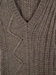 Vorschaubild 2 von Damen Pullover Strickmuster Zopfmuster Lochmuster Grau Gr. S Wolle