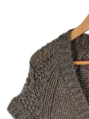 Vorschaubild 3 von Damen Pullover Strickmuster Zopfmuster Lochmuster Grau Gr. S Wolle